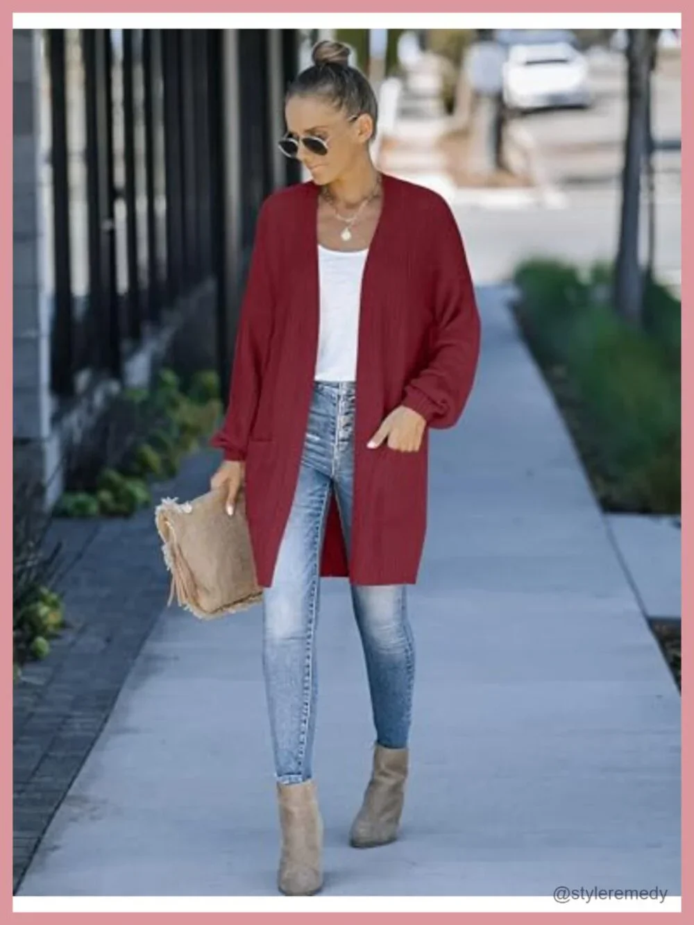 Chunky Knit Cardigan Open Front Oversized Lantern Sleeve Winter